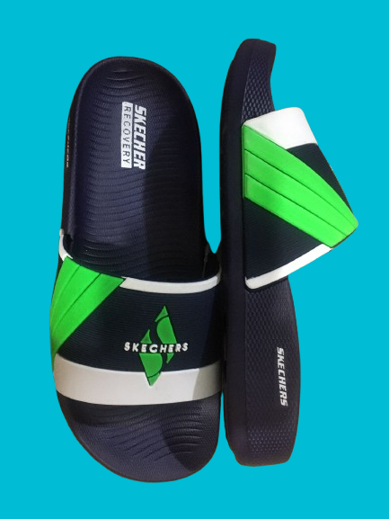 Skechers Men’s Comfort Slide Sandals – Black & Navy Blue