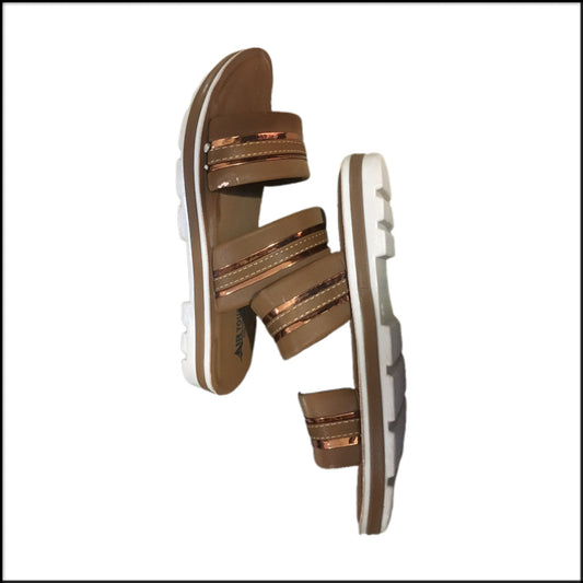 Astoria Women’s Triple Strap Comfort Sandals – Coffee Brown