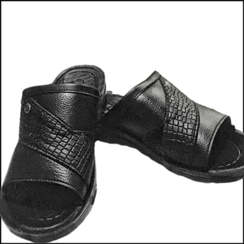 Men’s Black Casual Sandals – With Authentic Leather