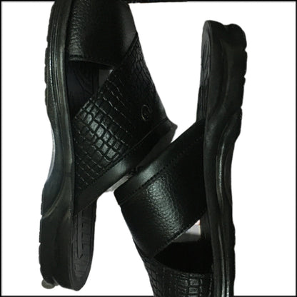Men’s Black Casual Sandals – With Authentic Leather
