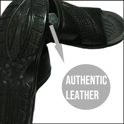 Men’s Black Casual Sandals – With Authentic Leather